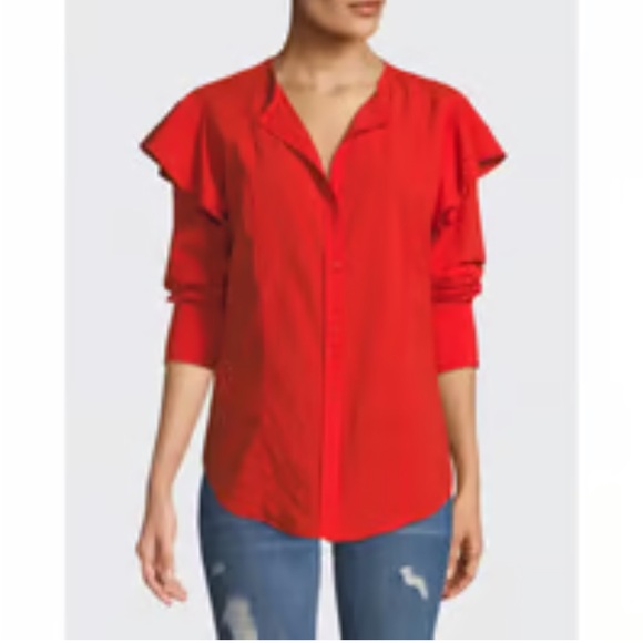 Current/Elliot Red Ruffle Blouse - Picture 1 of 6